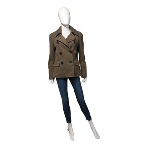 MICHAEL Michael Kors Collared Peacoat Olive Green M